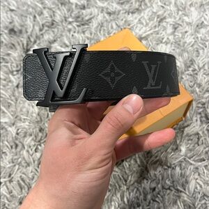 Louis Vuitton Belt Black 80cm LV Initiales 40mm Matte Black Belt